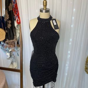 NWT **AX PARIS** Sexy Black Halter Cocktail Dress